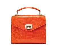 VICTORIA HYDE Bolso bandolera vintage para mujer, de piel auténtica vegana, con bolsa cuadrada pequeña (Naranja)