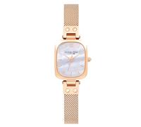 VICTORIA HYDE Dainty - Reloj rectangular para mujer con movimiento de cuarzo de acero inoxidable o cuero, Oro rosa, Minimalista