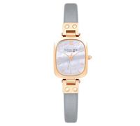 VICTORIA HYDE Dainty - Relojes rectangulares para mujer, movimiento de cuarzo con correa de acero inoxidable o cuero, gris, Correa.