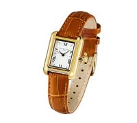 VICTORIA HYDE Reloj clásico cuadrado para mujer con números romanos, reloj vintage rectangular para mujer con correa de acero inoxidable o piel, color marrón, marrón