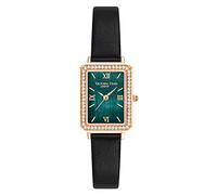 VICTORIA HYDE Reloj de mujer rectangular con esfera verde, analógico, de cuarzo, con correa de acero inoxidable, negro y verde, Correa