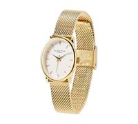 VICTORIA HYDE Reloj de pulsera analógico vintage para mujer en forma ovalada con correa de acero milanesa, dorado