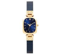 VICTORIA HYDE Reloj de pulsera Dainty para mujer, relojes rectangulares para mujer, mecanismo de cuarzo con correa de acero inoxidable o cuero, azul, Vestido