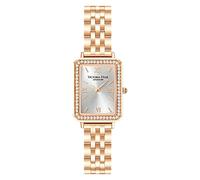 VICTORIA HYDE Reloj de pulsera rectangular para mujer, esfera verde, analógico, de cuarzo, con correa de acero inoxidable, Dorado-blanco, Pulsera