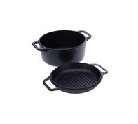 Victoria Juego de olla y sartén de hierro fundido Combo Cooker. 2 piezas Negro