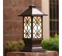 Victoria Lámpara de Columna de bolardo de Vidrio Retro Europea para Exteriores IP54 Luz de Pilar Impermeable Decoración Gazebo Jardín Patio Valla Aluminio E27 Linterna de Poste de Pared