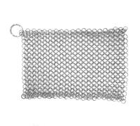 Victoria Limpiador para Hierro Fundido, Estropajo COTA de Malla de Acero Inoxidable, Chainmail Scrubber 20x16,5cm, para Sartén, Wok, Olla, Horno Holandés