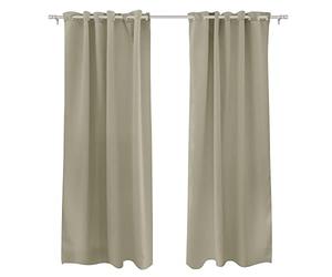 Victoria M. Aurora Cortina Opaca con Efecto Térmico, Cortina Insonorizante con Ojales, 140 x 245 cm, Gris Claro, Set de 2