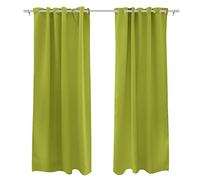 Victoria M. Aurora Cortina Opaca con Efecto Térmico, Cortina Insonorizante con Ojales, 140 x 245 cm, Verde Claro, Set de 2