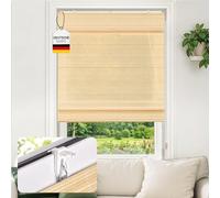 Victoria M. Klemmfix Persiana Enrollable de Bambú Fijación sin Taladrar, Protección Solar para Puertas y Ventanas, 100 x 220 cm, Natural