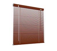 Victoria M. VICTORIA M Persiana Veneciana de Aluminio 25mm, Resistente a la Humedad e Inflamable, Incluye Clips de Sujeción Klemmfix, 140 x 130 cm, Marrón Oscuro