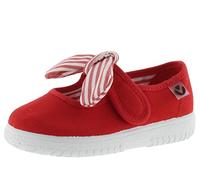victoria Merceditas Unisex Ojalá Lona & Tira Adherente & Lazo Rayas 105110 para Niños Rojo 20