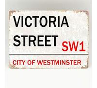 Victoria - Placa de metal con diseño de la estación de tren de Londres y la calle de Londres, 20 x 30,5 cm