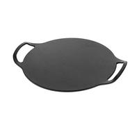 Victoria Plancha Cocina Inducción para Pizza Hierro Fundido Curado, Sartén 38cm con Asas, Fuego, Barbacoa, Horno, Vitrocerámica, Gas, Comal Curada para Antiadherente Libre de Tóxicos sin PTFE