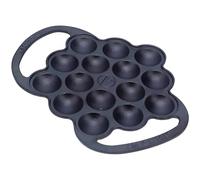 VICTORIA Provoletera Sartén de Hierro Fundido Esmaltado para Poffertjes y Mini Pancakes 15 Huecos, Molde Takoyaki y Appam, Antiadherente Natural sin PTFE ni PFOA, Apta Inducción, Horno y Barbacoa