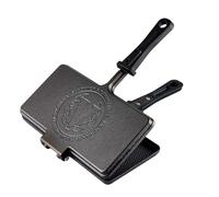 VICTORIA Sandwichera Hierro Fundido Curado 27x14 cm, Sartén para Sandwich Doble Cara, Tostadora Panini Maker, Cast Iron Curada para Crear Antiadherente Libre de Tóxicos sin PFOA