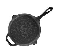 Victoria Sartén Hierro Fundido Esmaltado 25cm, Day of the Dead La Catrina Apta Barbacoa, Horno, Inducción, Gas, Cast Iron Skillet Antiadherente Libre de Tóxicos sin PFOA