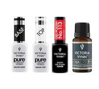 Victoria Vynn - Juego de cuidado de uñas: Base y top coats Pure Gel Creamy Hybrid 8 ml, preparación de uñas 15 ml, esmalte de gel King of Red 113 8 ml