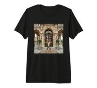 Victorian Cat Manor Entrada Elegante Diseño de Escena clásica Camiseta Premium
