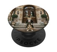 Victorian Cat Manor Entrada Elegante Diseño de Escena clásica PopSockets PopGrip Adhesivo