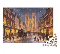 Victorian Street Puzzle for Boy & Girl 1000 Piezas Reciclable Snowy Town Puzzle Fun and Challenging Juego de Familia Excelente Idea de Regalo for Child‘s Birthday 52x38cm/1000pcs