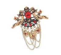 Victorian Styles - Pin de ángel ornamental con dije de corazón brillante y elegante broche de borlas con flecos
