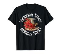 Victorian Vibes Holiday Style Christmas Steampunk Camiseta gráfica económica, Hombre, Negro, S