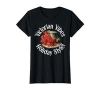 Victorian Vibes Holiday Style Christmas Steampunk Camiseta gráfica económica, Mujer, Negro, S