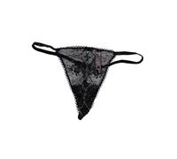 Victoria's Secret Bragas muy sexis con lazo y rosas en V, color negro, Negro, XL