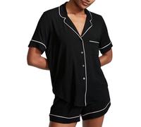 Victoria's Secret Conjunto de pijama corto (XS-XXL), Black W Angel Pink Piping, XXL