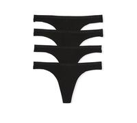 Victoria's Secret Paquete de tanga de algodón elástico, ropa interior para mujer (XS-XXL), Negro -, M