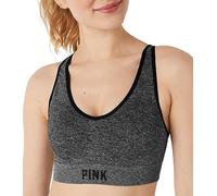 Victoria's Secret Pink Active - Brasier deportivo de impacto medio sin costuras, colección rosa, Negro puro, X-Large