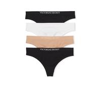Victoria's Secret Tanga sin costuras para mujer, bragas para mujer, paquete múltiple (XS-XXL), Negro/Blanco/Praliné, M