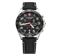 Victorinox Fieldforce Chrono Ø 42 mm Reloj de Pulsera de Hombre, Swiss Made, Cuarzo analógico, Sumergible hasta 100 m, Cristal de Zafiro, Pulsera de Piel, Blanco/Negro