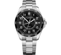 Victorinox FieldForce Classic GMT - Reloj analógico de Cuarzo para Hombre, Caja de 42 mm de diámetro, Correa de 21 mm, 136 g, Color Plateado y Negro, Plateado/Negro, Pulsera