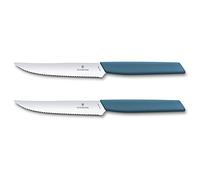Victorinox 6.9006.12W2B Swiss Modern Cuchillo para carne y pizza, 2 piezas, acero inoxidable, color azul