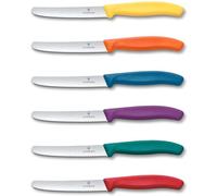 Victorinox Juego de 6 cuchillos de mesa y tomate – Filo dentado, 11 cm, multicolor