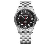 Victorinox AirBoss Mechanical Ø 42 mm Reloj de Pulsera automático de Hombre, Swiss Made, Sumergible hasta 100 m, Cristal de Zafiro, Pulsera de Acero Inoxidable, Negro/Plateado