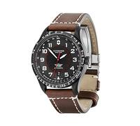 Victorinox AirBoss Mechanical, Ø 42 mm, Reloj de Pulsera automático de Hombre, Swiss Made, Sumergible hasta 100 m, Cristal de Zafiro, Pulsera de Piel, Negro/marrón