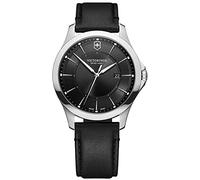 Victorinox Alliance Ø 40 mm Reloj de Pulsera de Hombre, Swiss Made, Cuarzo analógico, Sumergible hasta 100 m, Cristal de Zafiro, Pulsera de Piel, Negro
