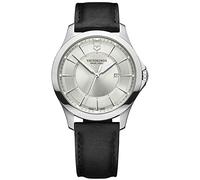 Victorinox Alliance Ø 40 mm Reloj de Pulsera de Hombre, Swiss Made, Cuarzo analógico, Sumergible hasta 100 m, Cristal de Zafiro, Pulsera de Piel, Plateado/Negro