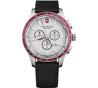 Victorinox Alliance Sport Chronograph Ø 44 mm Reloj de Pulsera de Hombre, Swiss Made, Cuarzo analógico, Sumergible hasta 100 m, Pulsera de Piel, Negro/Blanco