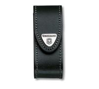 Victorinox Estuche de piel para cinturón, funda para navaja suiza de bolsillo, de cuero con botón pulsador, Negro