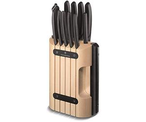 Victorinox bloque de cuchillos profesional sin contenido, compacto, espacio para 6 cuchillos, almacenamiento de cuchillos, de madera, almendra-beige