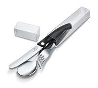 Victorinox Swiss Classic Juego de 3 cubiertos compuesto por cuchillo, tenedor y cuchara, apto para el lavavajillas, fabricado en acero inoxidable y de color negro