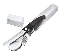 Victorinox Classic Juego de 3 cubiertos compuesto por cuchillo, tenedor y cuchara, apto para el lavavajillas, fabricado en acero inoxidable y de color negro