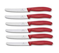 Victorinox Classic Juego de 6 Cuchillos de Tomate, plástico Acero Inoxidable, Rojo