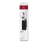 Victorinox Classic, juego de cubiertos profesional, 3 piezas, hoja extra afilada, filo dentado, 11 cm, acero inoxidable, negro
