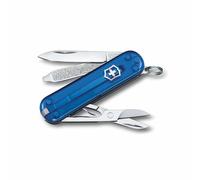 Victorinox, Classic SD, Navaja Multiuso Suiza, Cuchillo bolsillo, Regalo, 7 Funciones, Hoja pequeña, Lima de uñas, Azul Transparente