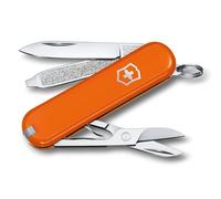 Victorinox, Classic SD, Navaja Multiuso Suiza, Cuchillo bolsillo, Regalo, 7 Funciones, Hoja pequeña, Lima de uñas, Naranja